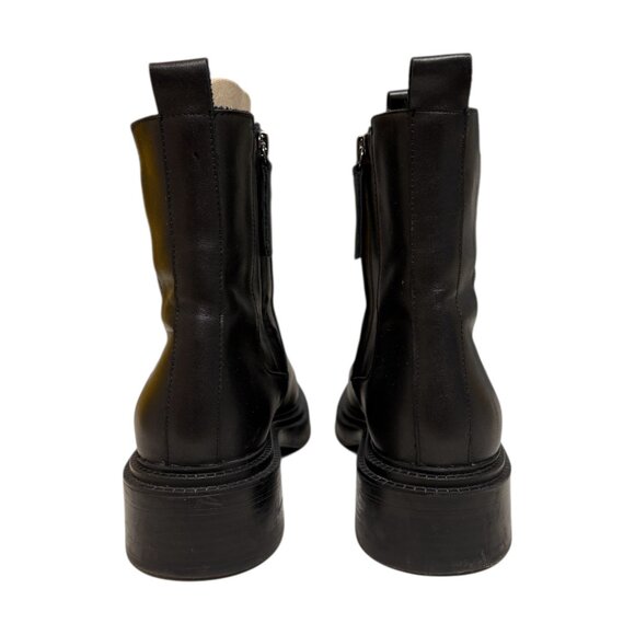 Zara Black Ankle Leather Boot (8) - Picture 4 of 6